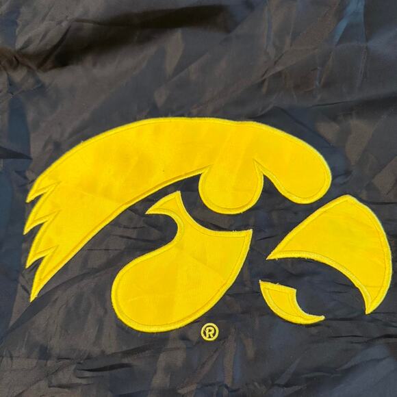 Iowa Hawkeyes Jacket - Large NCAA Football - Black/Yellow Full Zip- Retro Hooded - Picture 6 of 8